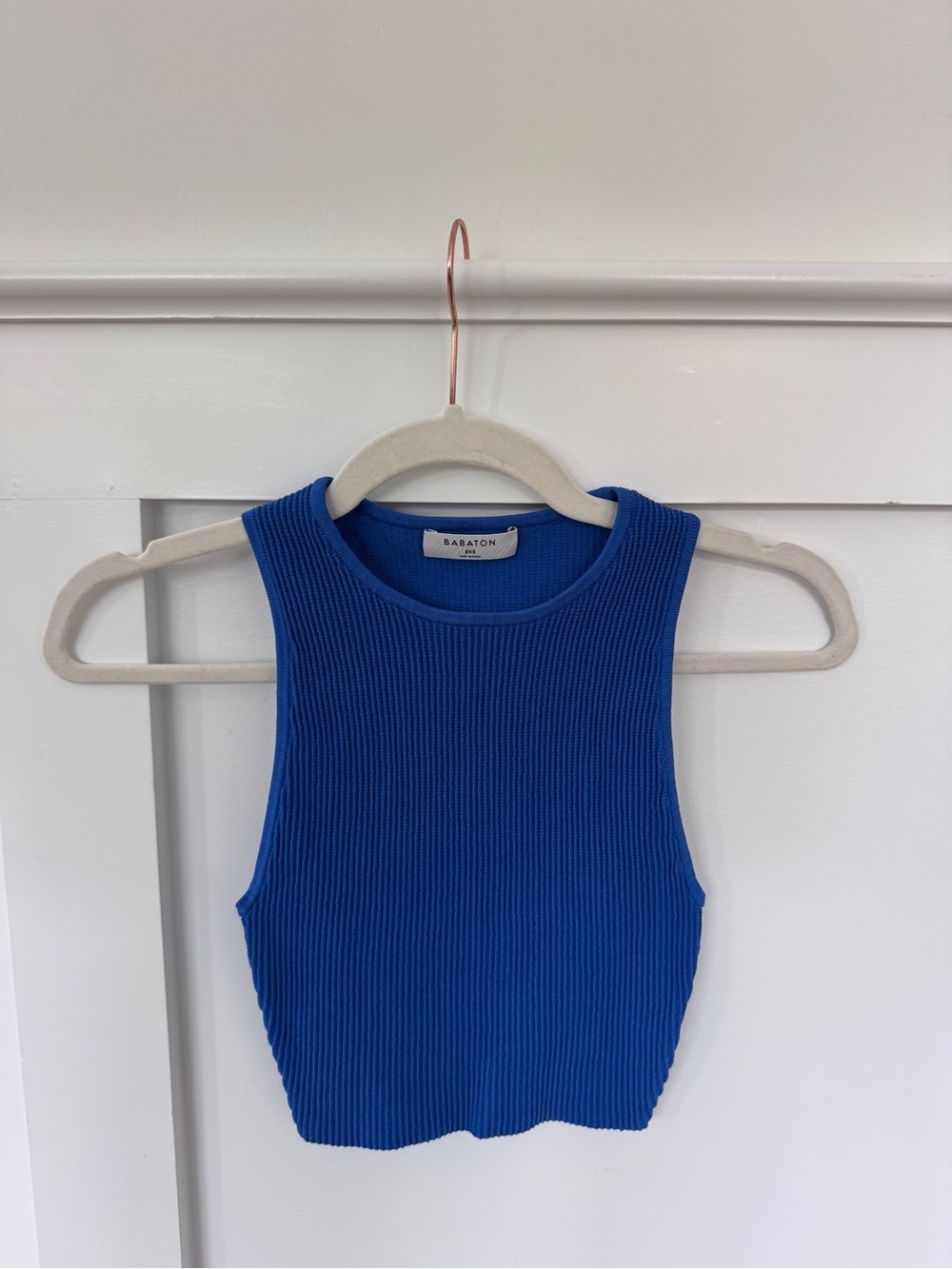 Babaton Cobalt Ribbed Knit Crop Tank